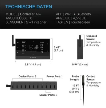 AC Infinity Controller AI+ til 8 enheder med Bluetooth +...