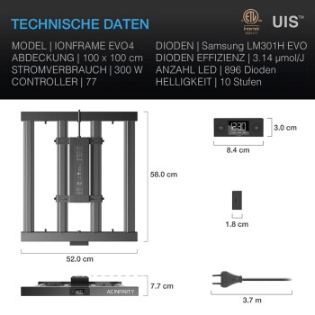 AC Infinity IONFRAME EVO4 LED-lampe 300 W