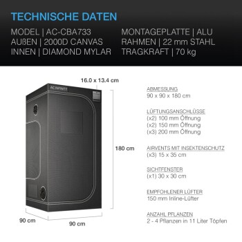 AC Infinity CLOUDLAB 733 Advance Gro Telt 90 x 90 x 180 cm