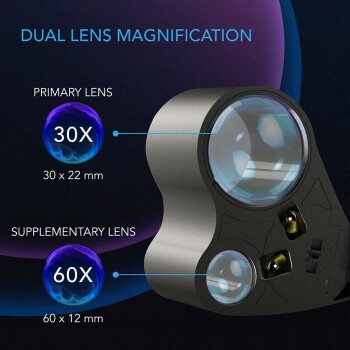 AC Infinity lommelupe med LED-belysning, 2 linser, 60...