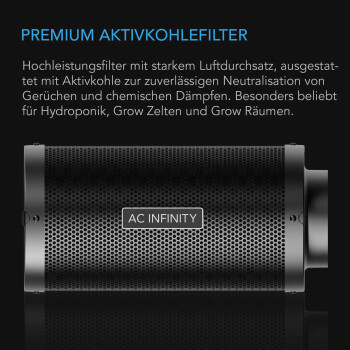 AC Infinity aktivt kulfilter 357 m³/t - 1308 m³/t