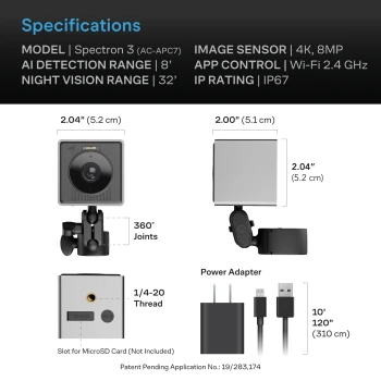 AC Infinity SPECTRON 3 – AI 4K-dyrkningskamera med nattesyn