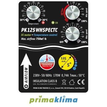 Prima Klima Whisperblower Extractor Fan EC-TC Temperature Control 800m³/h - 1400m³/h